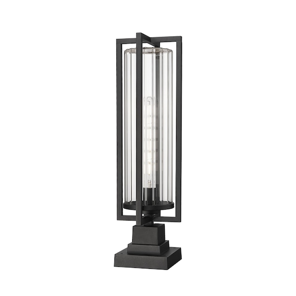 Z-Lite Aura 1 Light Outdoor Pier Mounted Fixture, 6in. W x 27in. H, Black 5013PHBS-SQPM-BK - main